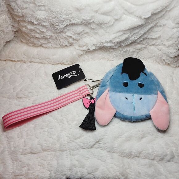 Bioworld Disney Winnie the Pooh Eeyore Figural Coin Purse Wristlet Plush New OOS - Picture 1 of 11